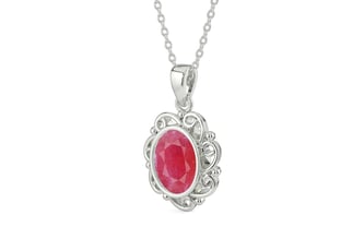 Sterling Silver Ruby Pendant Fine Quality (P5)