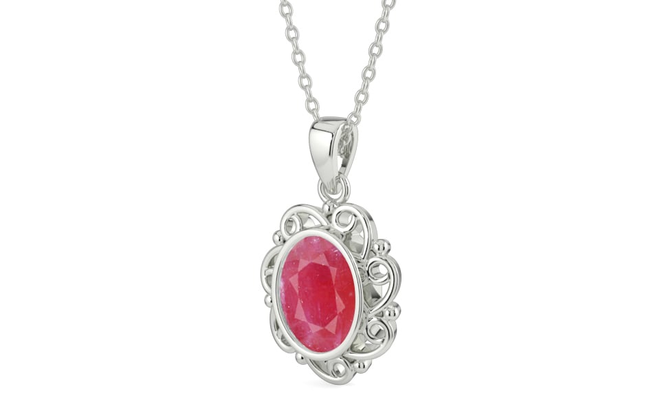 Sterling Silver Ruby Pendant Fine Quality (P5)