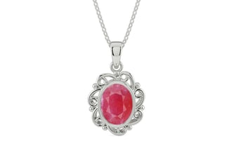 Sterling Silver Ruby Pendant Fine Quality (P5)