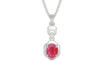 Sterling Silver Ruby Pendant Fine Quality (P6)