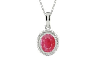 Sterling Silver Ruby Pendant Fine Quality (P7)