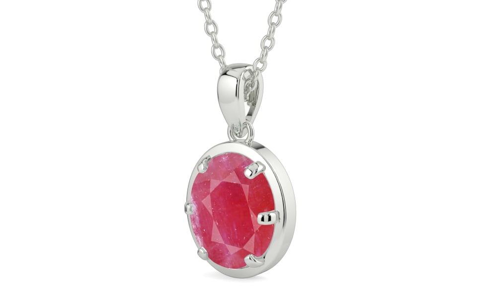 Sterling Silver Ruby Pendant Fine Quality (P8)