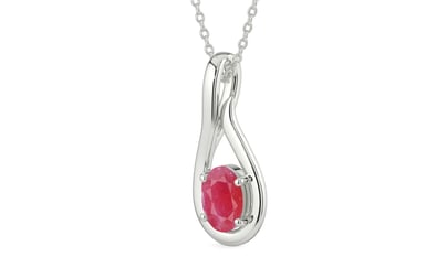 Sterling Silver Ruby Pendant Fine Quality (P9)
