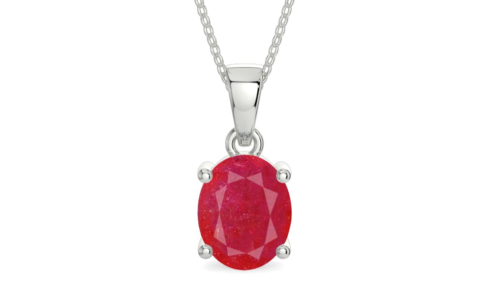 Sterling Silver Ruby Pendant Prime Quality (P10)