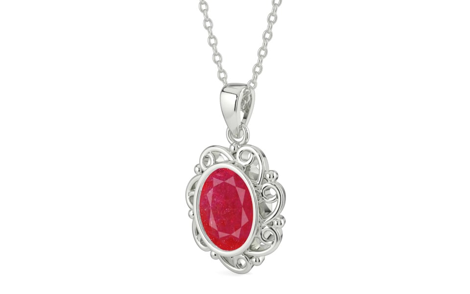 Sterling Silver Ruby Pendant Prime Quality (P5)