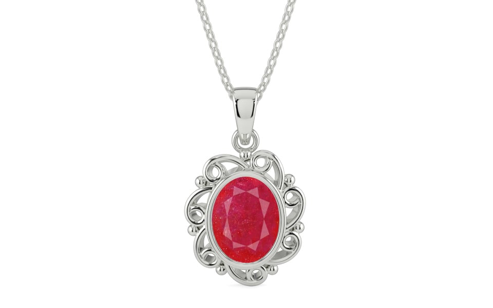Sterling Silver Ruby Pendant Prime Quality (P5)