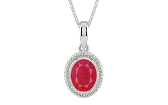 Sterling Silver Ruby Pendant Prime Quality (P7)