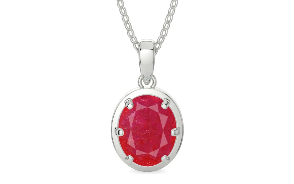 Sterling Silver Ruby Pendant Prime Quality (P8)