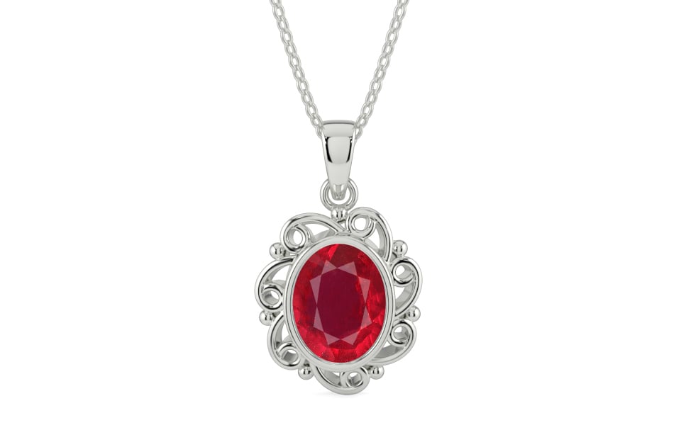 Sterling Silver Ruby Pendant Rare Quality (P5)