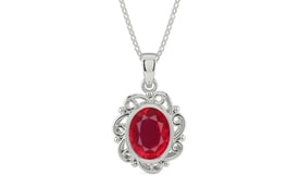 Sterling Silver Ruby Pendant Rare Quality (P5)