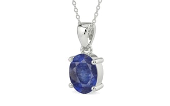 Sterling Silver Thailand Blue Sapphire Pendant Fine Quality (P10)