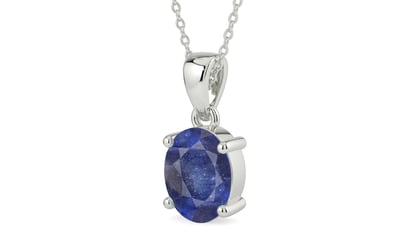 Sterling Silver Thailand Blue Sapphire Pendant Fine Quality (P10)