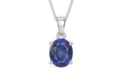 Sterling Silver Thailand Blue Sapphire Pendant Fine Quality (P10)