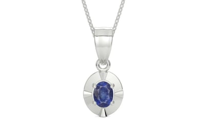 Sterling Silver Thailand Blue Sapphire Pendant Fine Quality (P11)