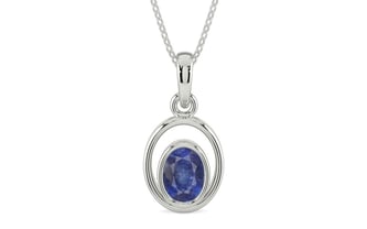 Sterling Silver Thailand Blue Sapphire Pendant Fine Quality (P12)
