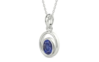 Sterling Silver Thailand Blue Sapphire Pendant Fine Quality (P12)
