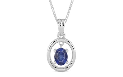 Sterling Silver Thailand Blue Sapphire Pendant Fine Quality (P2)