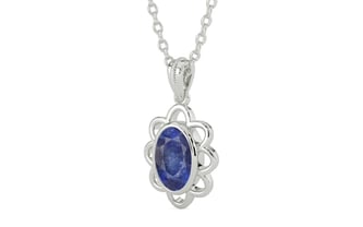 Sterling Silver Thailand Blue Sapphire Pendant Fine Quality (P3)