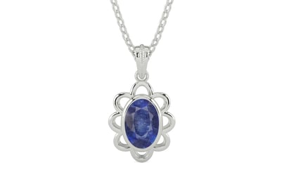Sterling Silver Thailand Blue Sapphire Pendant Fine Quality (P3)