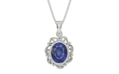 Sterling Silver Thailand Blue Sapphire Pendant Fine Quality (P5)