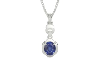 Sterling Silver Thailand Blue Sapphire Pendant Fine Quality (P6)