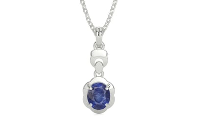Sterling Silver Thailand Blue Sapphire Pendant Fine Quality (P6)