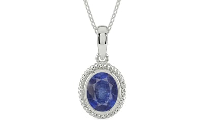 Sterling Silver Thailand Blue Sapphire Pendant Fine Quality (P7)