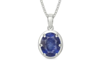 Sterling Silver Thailand Blue Sapphire Pendant Fine Quality (P8)