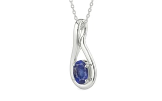 Sterling Silver Thailand Blue Sapphire Pendant Fine Quality (P9)