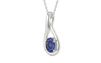Sterling Silver Thailand Blue Sapphire Pendant Fine Quality (P9)