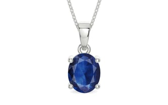 Sterling Silver Thailand Blue Sapphire Pendant Limited Quality (P10)