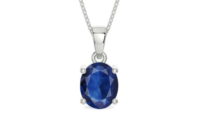 Sterling Silver Thailand Blue Sapphire Pendant Limited Quality (P10)