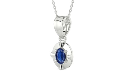 Sterling Silver Thailand Blue Sapphire Pendant Limited Quality (P11)