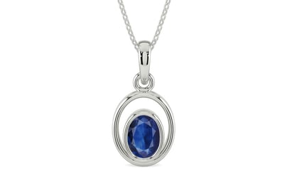 Sterling Silver Thailand Blue Sapphire Pendant Limited Quality (P12)