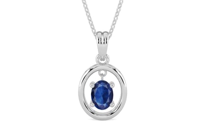 Sterling Silver Thailand Blue Sapphire Pendant Limited Quality (P2)
