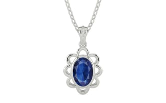 Sterling Silver Thailand Blue Sapphire Pendant Limited Quality (P3)