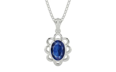 Sterling Silver Thailand Blue Sapphire Pendant Limited Quality (P3)