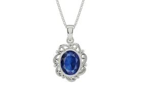 Sterling Silver Thailand Blue Sapphire Pendant Limited Quality (P5)