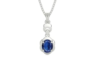 Sterling Silver Thailand Blue Sapphire Pendant Limited Quality (P6)