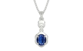Sterling Silver Thailand Blue Sapphire Pendant Limited Quality (P6)
