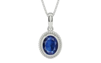 Sterling Silver Thailand Blue Sapphire Pendant Limited Quality (P7)