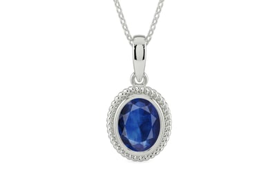 Sterling Silver Thailand Blue Sapphire Pendant Limited Quality (P7)