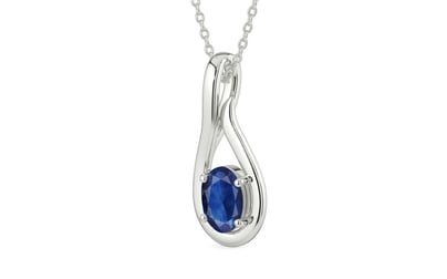 Sterling Silver Thailand Blue Sapphire Pendant Limited Quality (P9)