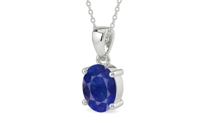 Sterling Silver Thailand Blue Sapphire Pendant Prime Quality (P10)