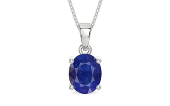 Sterling Silver Thailand Blue Sapphire Pendant Prime Quality (P10)