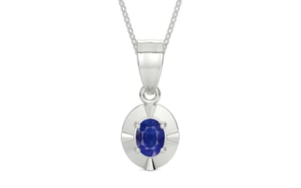 Sterling Silver Thailand Blue Sapphire Pendant Prime Quality (P11)