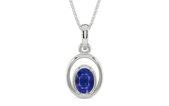 Sterling Silver Thailand Blue Sapphire Pendant Prime Quality (P12)