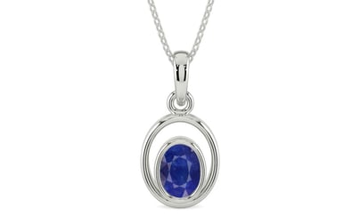 Sterling Silver Thailand Blue Sapphire Pendant Prime Quality (P12)
