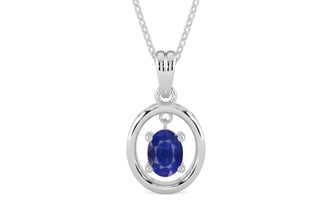 Sterling Silver Thailand Blue Sapphire Pendant Prime Quality (P2)