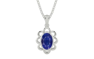 Sterling Silver Thailand Blue Sapphire Pendant Prime Quality (P3)